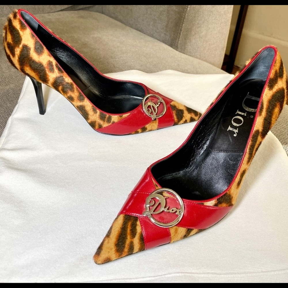 vintage dior leopard heels